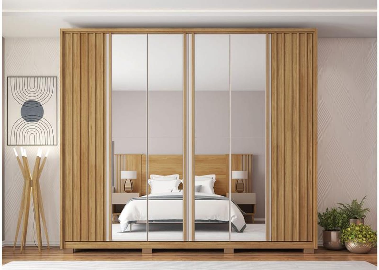 Guarda-roupa Casal com Espelho 6 Portas 6 Gavetas Caemmun Apollo