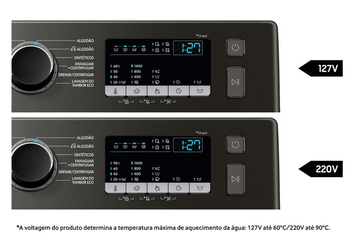 Lavadora de Roupas Samsung Inverter 11kg Cesto Inox 12 Programas de Lavagem Preta WW11T WW11T4040BX/AZ