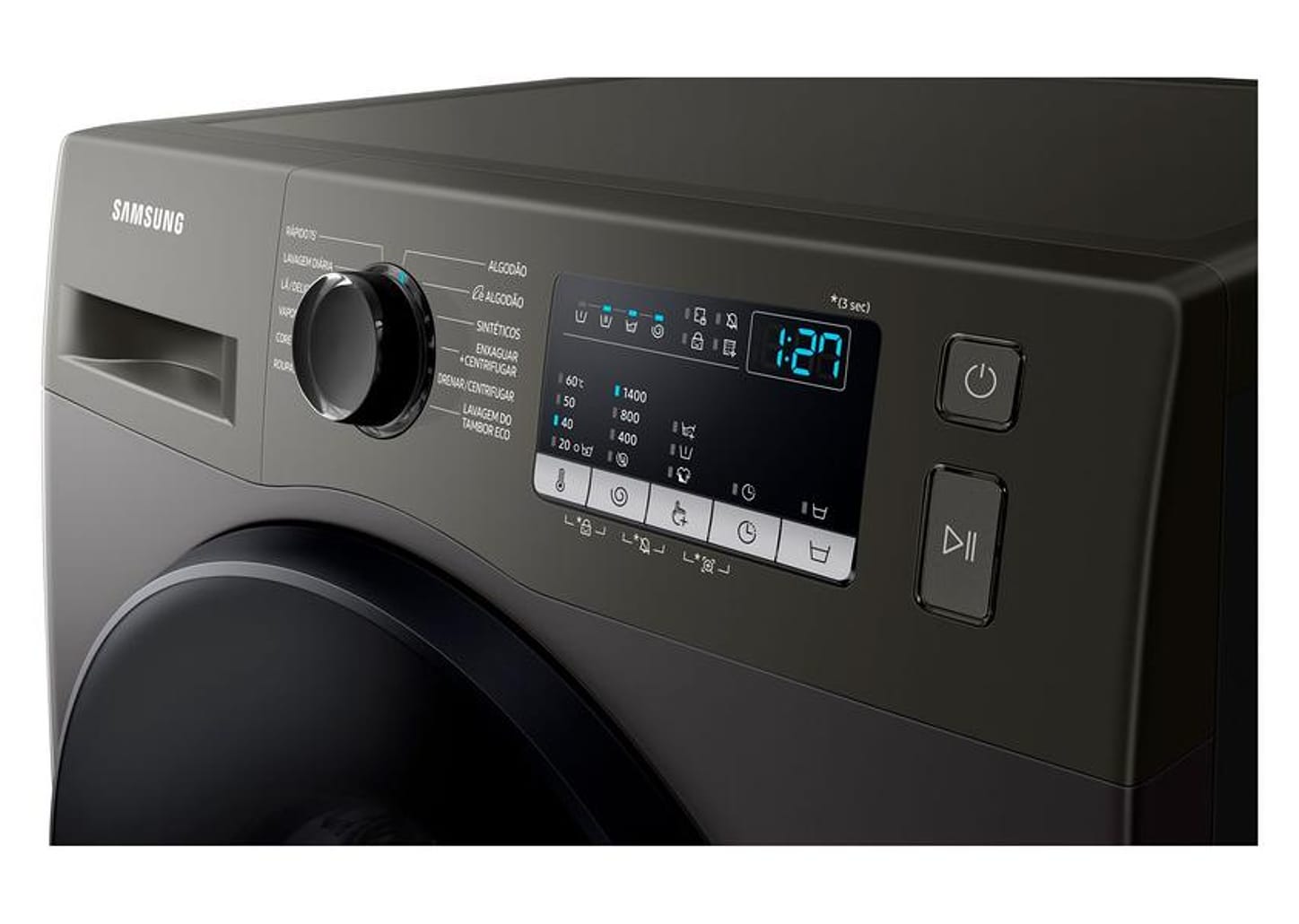 Lavadora de Roupas Samsung Inverter 11kg Cesto Inox 12 Programas de Lavagem Preta WW11T WW11T4040BX/AZ