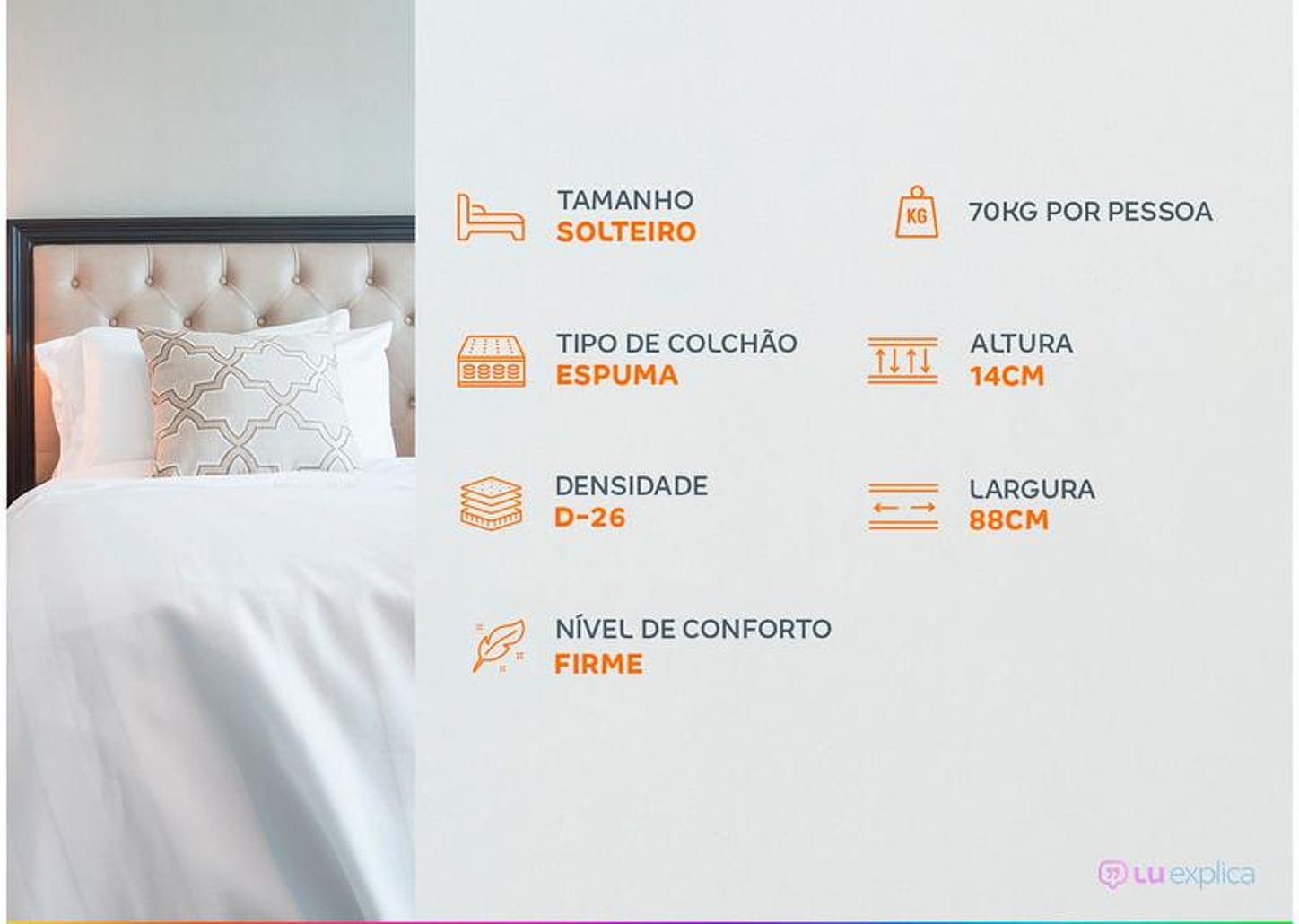 Colchão Solteiro Padrão Prorelax de Espuma D26 14x88x188cm Azaléia