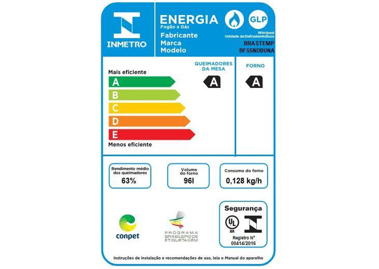 Fogão 5 Bocas Brastemp Branco Acendimento - Automático BFS5NDB
