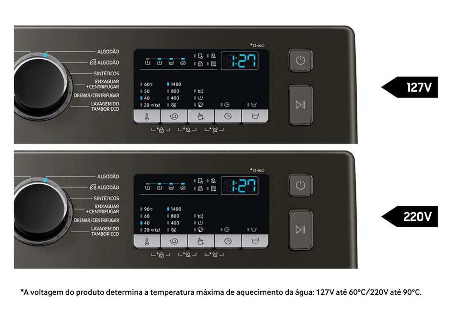 Lavadora de Roupas Samsung Inverter 11kg Cesto Inox 12 Programas de Lavagem Preta WW11T4040BX/AZ