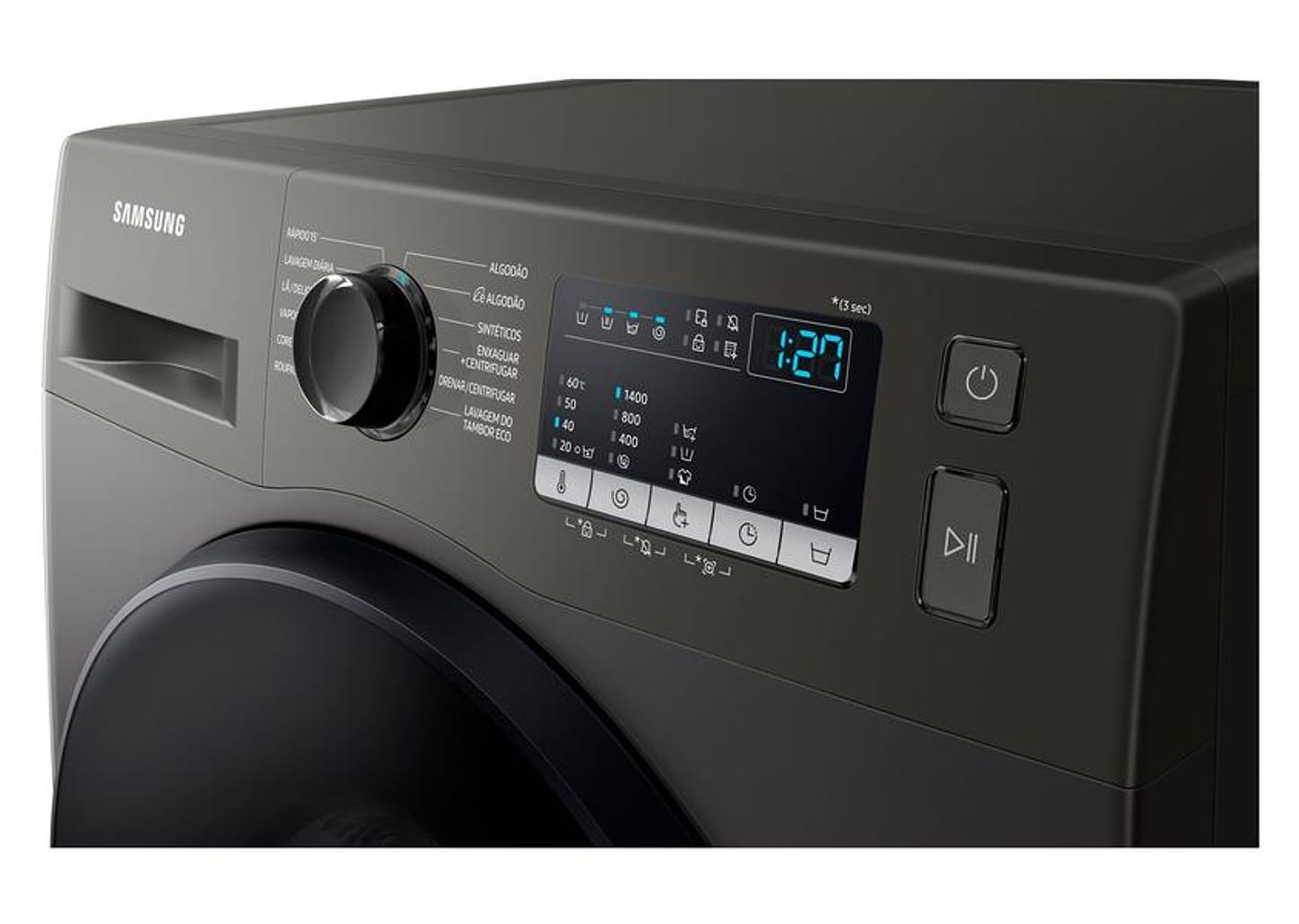 Lavadora de Roupas Samsung Inverter 11kg Cesto Inox 12 Programas de Lavagem Preta WW11T4040BX/AZ