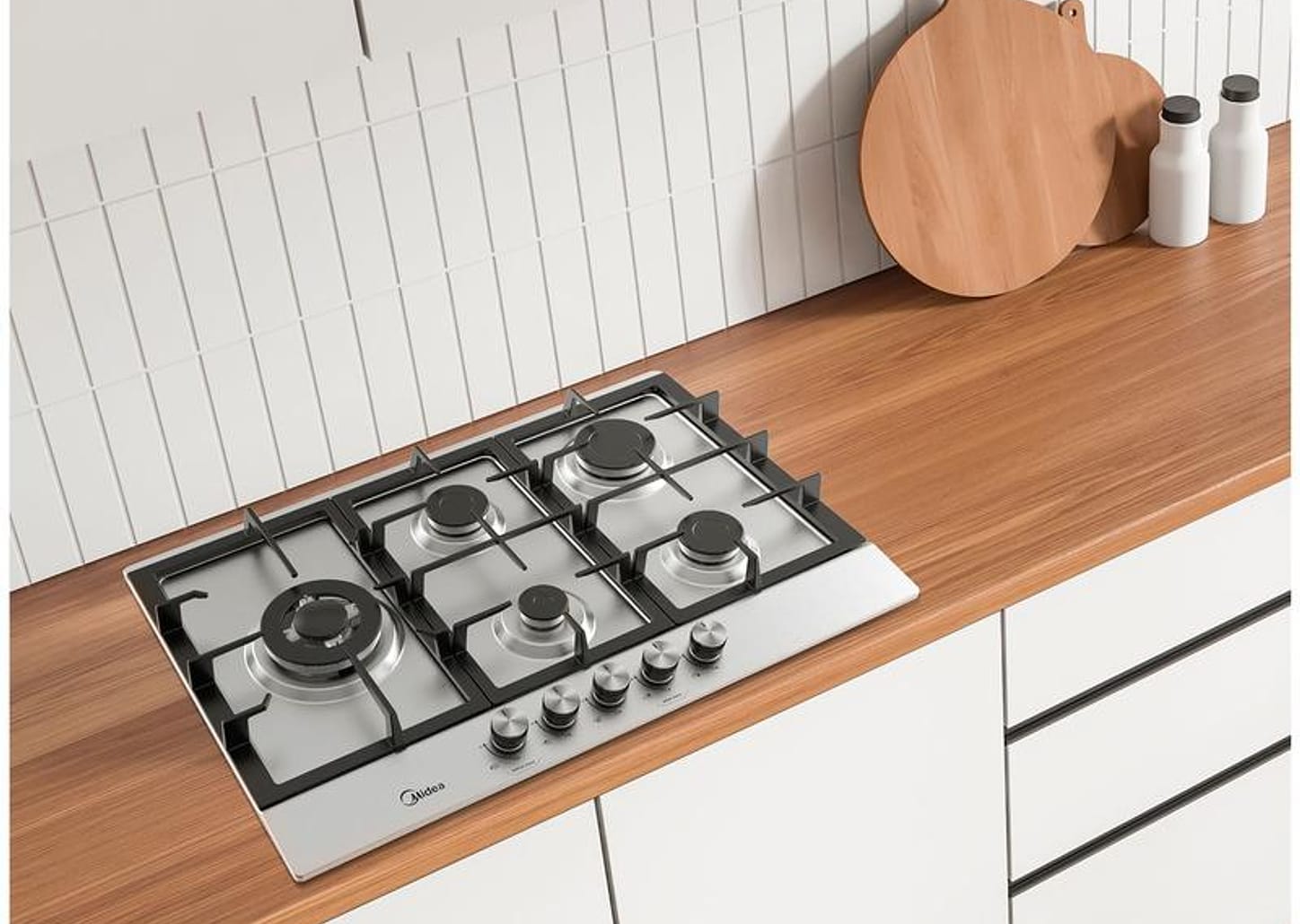Cooktop 5 Bocas a Gás Natural Midea Tripla Chama Acendimento Automático CYB5B