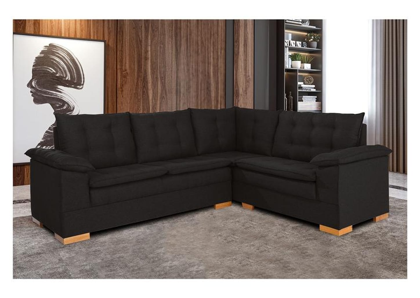 Sofá de Canto 5 Lugares Veludo Ideale JW Estofados