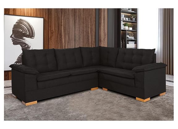 Sofá de Canto 5 Lugares Veludo Ideale JW Estofados