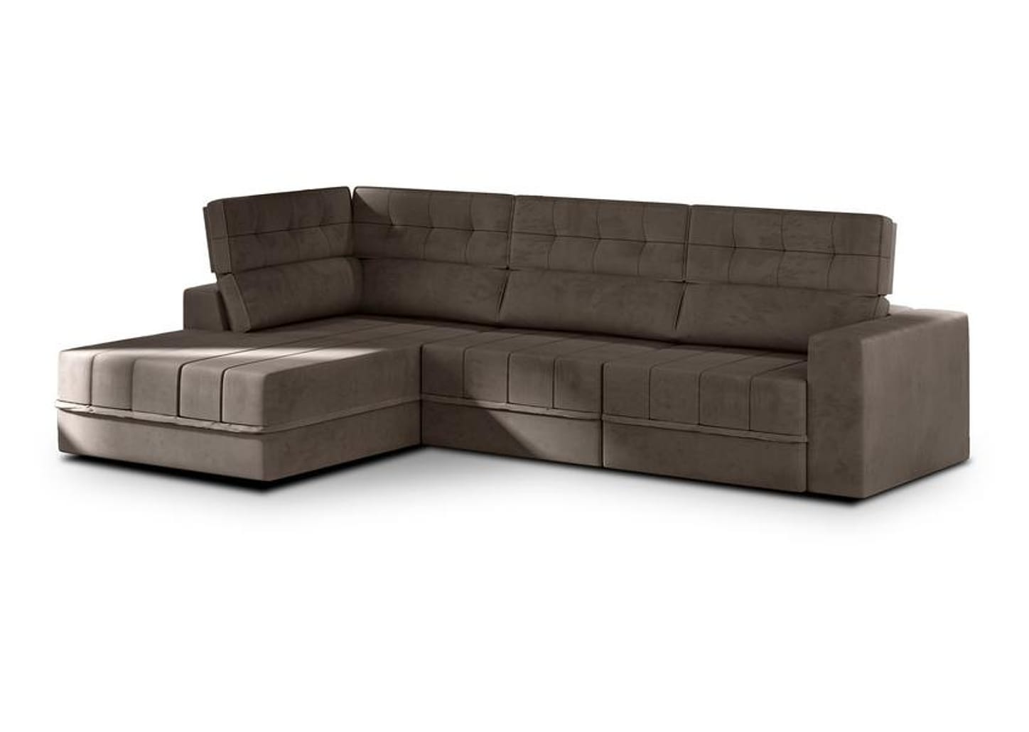 Sofá Canto + 2 lugares Retrátil Reclinável Veludo Phormatta Pacific