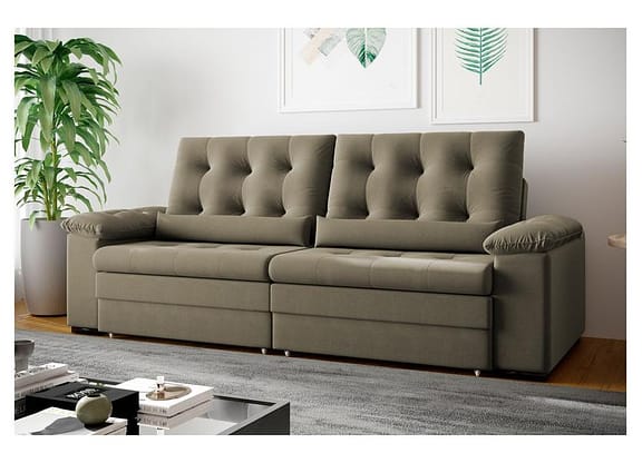 Sofá 3 Lugares Retrátil Reclinável Suede Phormatta Colômbia SMP