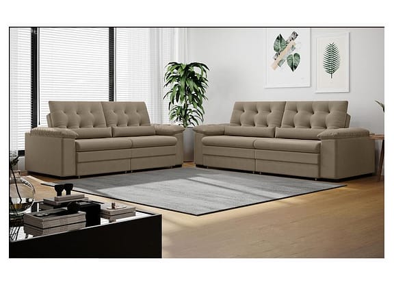 Sofá 2 e 3 lugares Retrátil Reclinável Suede Phormatta Colômbia SMP
