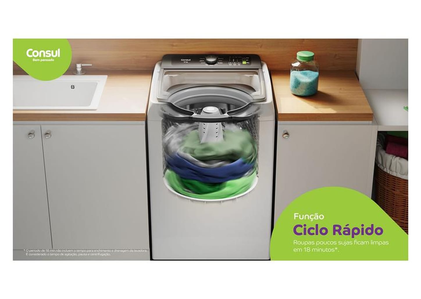 Lavadora de Roupas Consul 15kg Cesto Inox 12 Programas de Lavagem CWN15AB