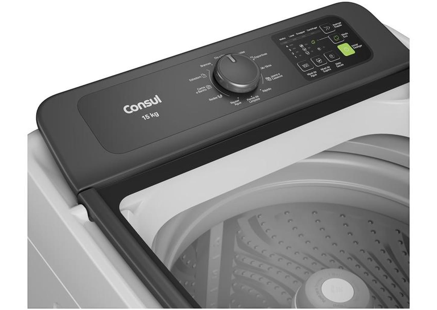 Lavadora de Roupas Consul 15kg Cesto Inox 12 Programas de Lavagem CWN15AB