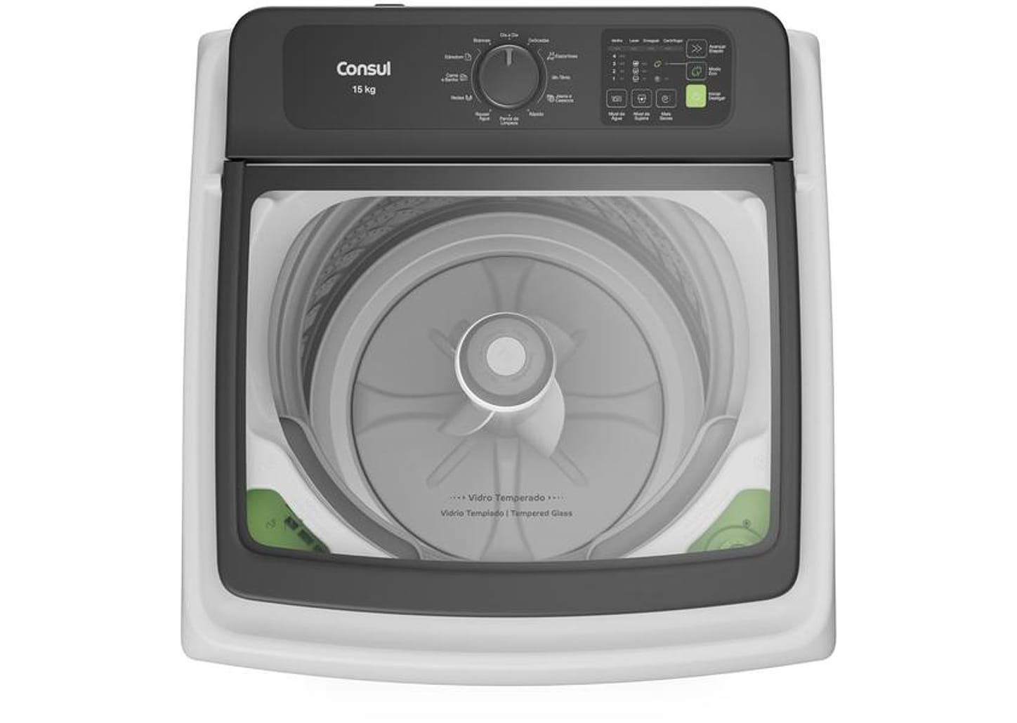 Lavadora de Roupas Consul 15kg Cesto Inox 12 Programas de Lavagem CWN15AB