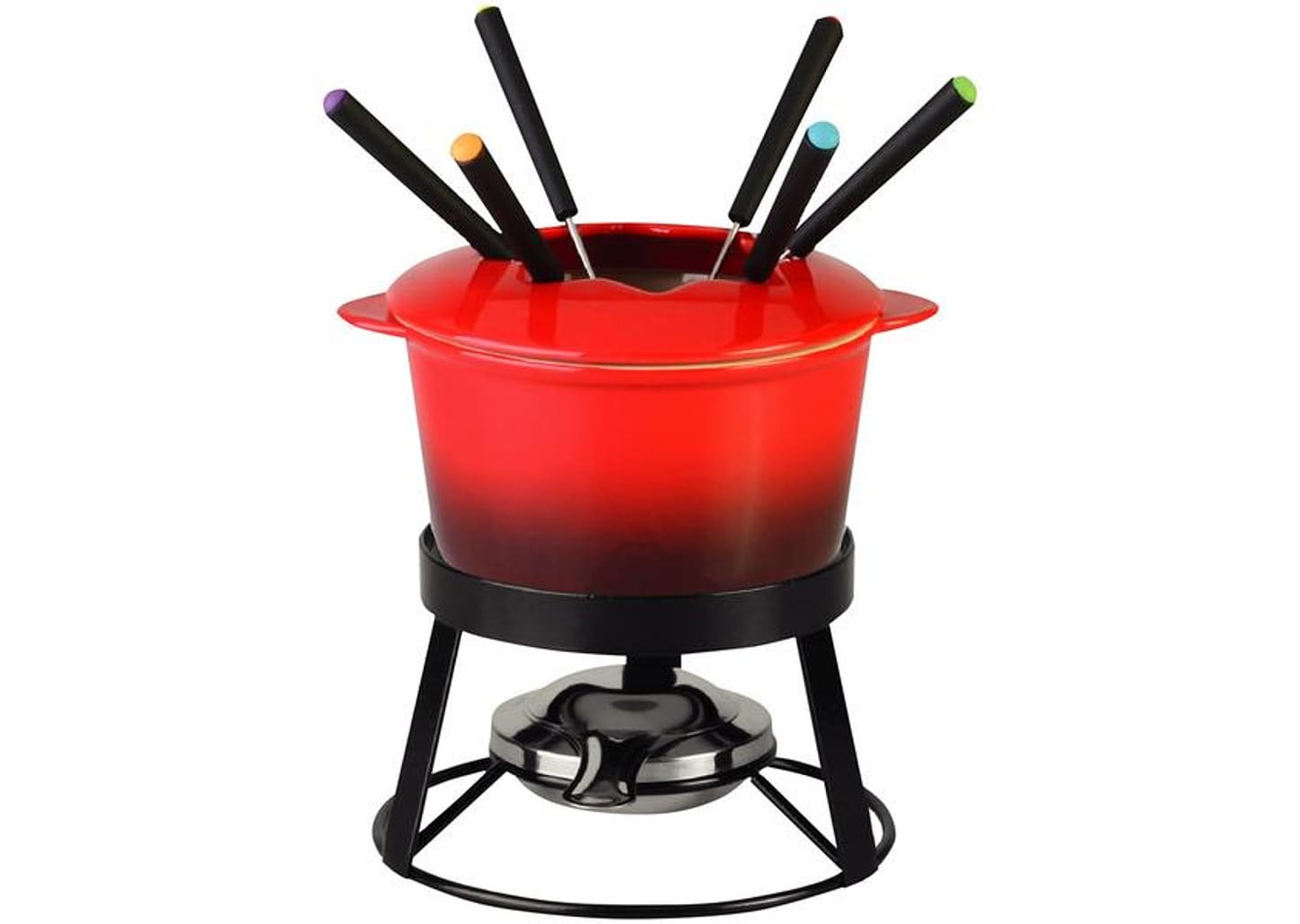 Conjunto Raclette e Aparelho de Fondue Cerâmica - Hauskraft Vermelho Aretha 11 Peças