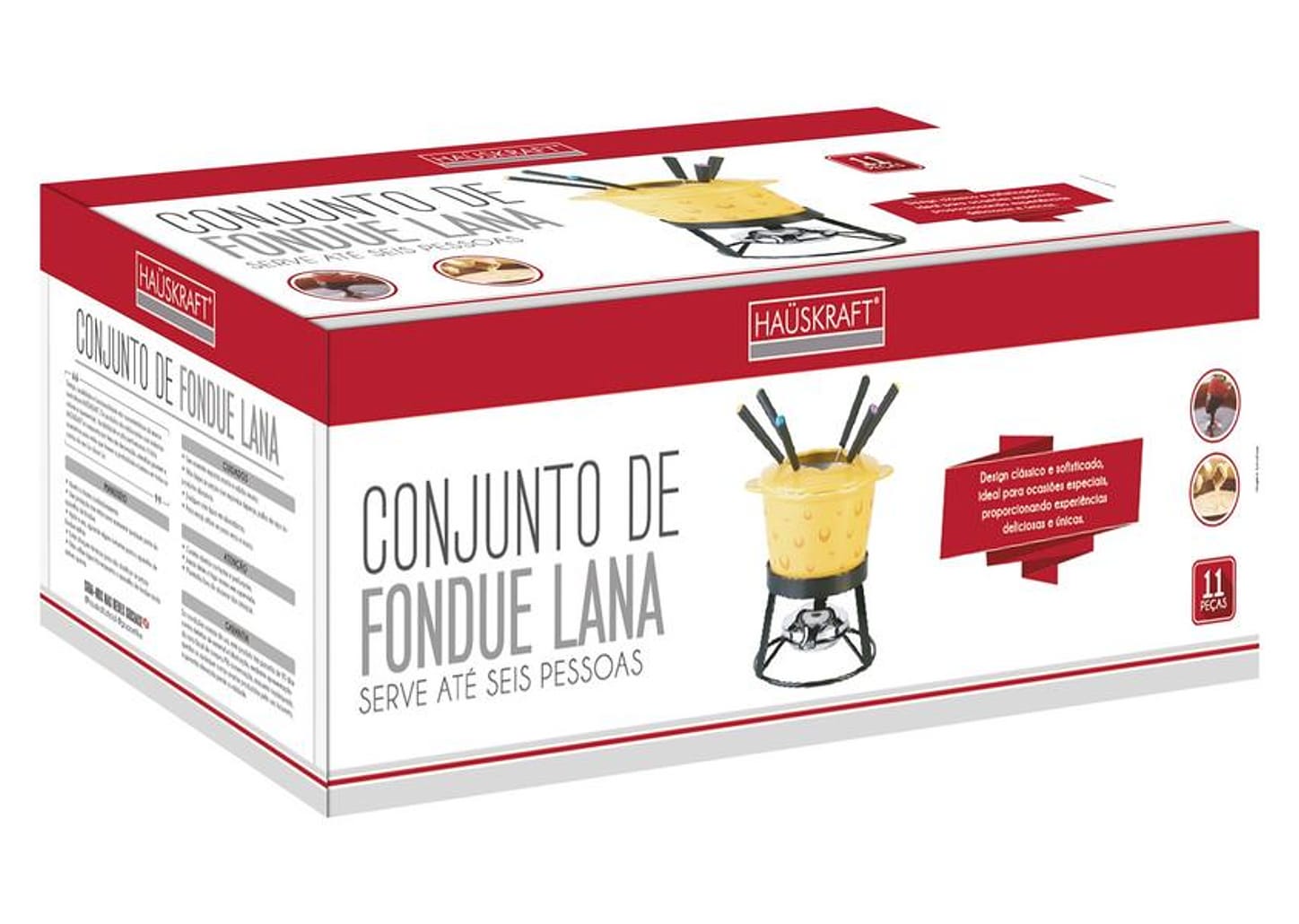 Conjunto Raclette e Aparelho de Fondue Cerâmica - Hauskraft Amarelo Lana 11 Peças