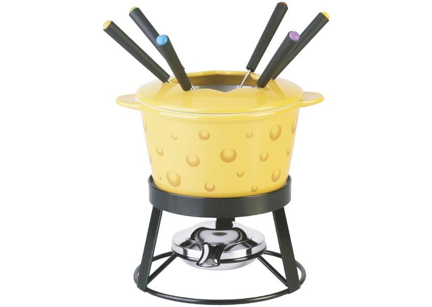 Conjunto Raclette e Aparelho de Fondue Cerâmica - Hauskraft Amarelo Lana 11 Peças
