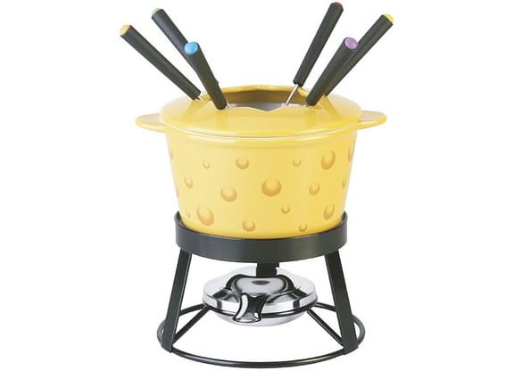 Conjunto Raclette e Aparelho de Fondue Cerâmica - Hauskraft Amarelo Lana 11 Peças