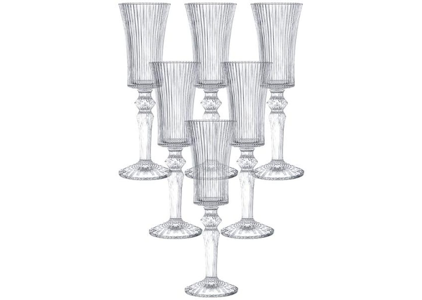 Jogo de Taças de Vidro para Champanhe Transparente 150ml 6 Peças Hauskraft Graffiato