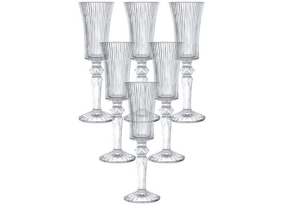 Jogo de Taças de Vidro para Champanhe Transparente 150ml 6 Peças Hauskraft Graffiato