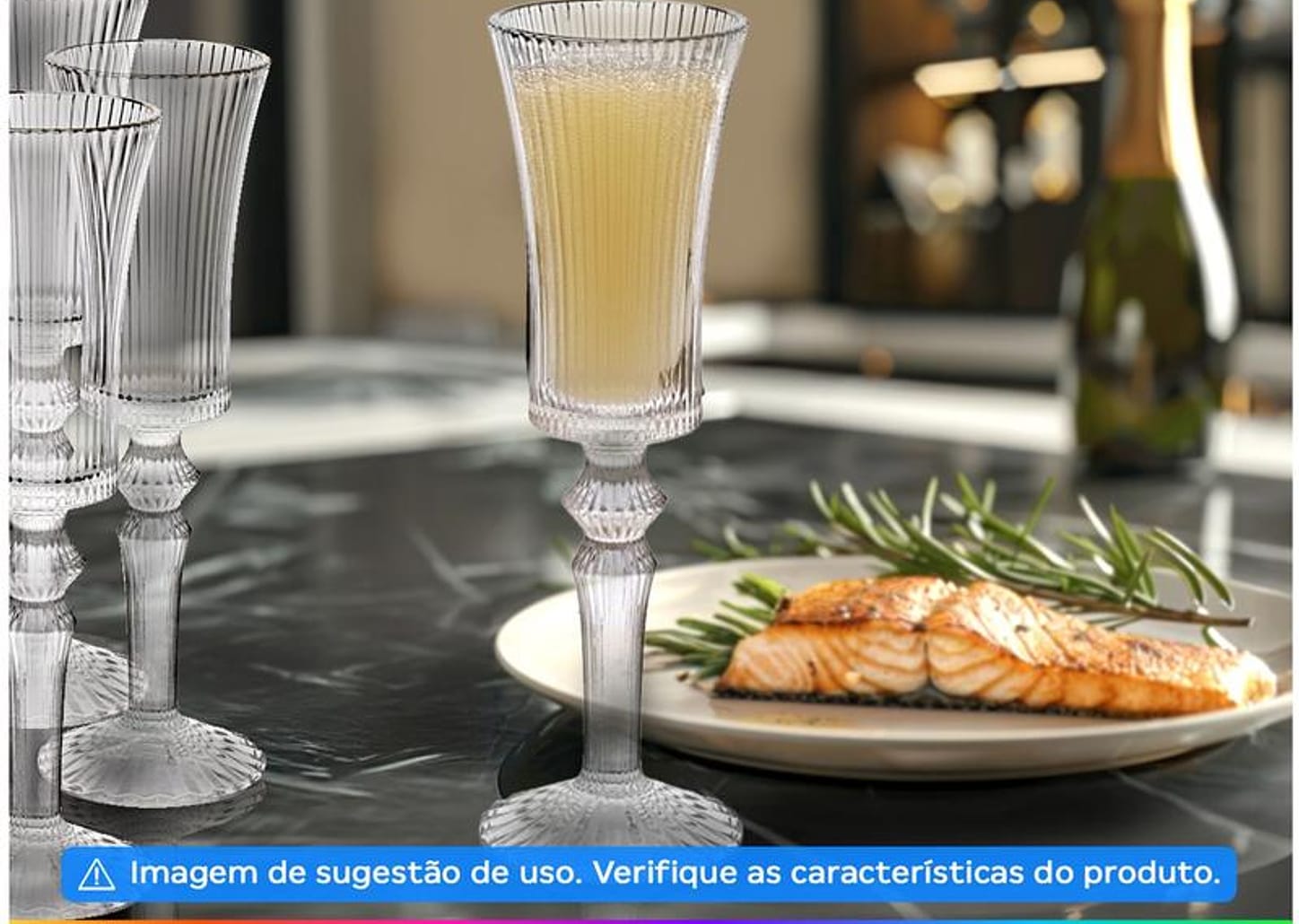 Jogo de Taças de Vidro para Champanhe Transparente 150ml 6 Peças Hauskraft Graffiato