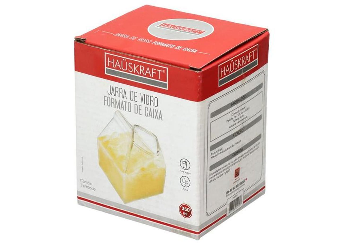 Jarra de Vidro 350ml Transparente Hauskraft Formato de Caixa