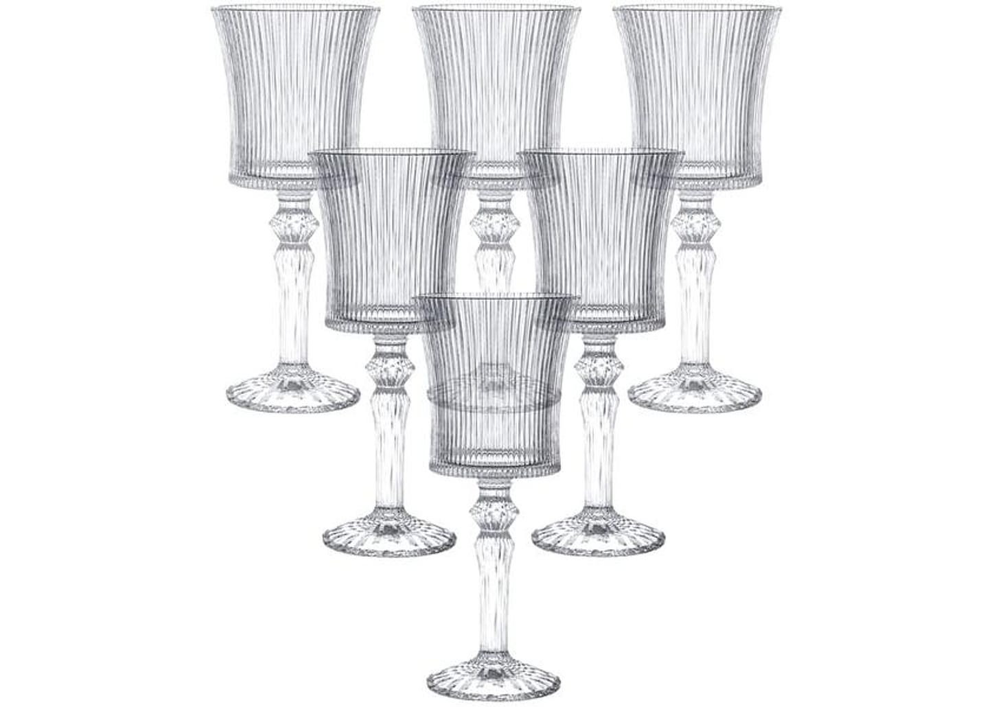 Jogo de Taças de Vidro para Água e vinho Transparente 260ml 6 Peças Hauskraft Graffiato