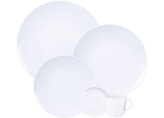 Aparelho de Jantar Chá 20 Peças Tramontina Redondo Porcelana Branco Leonora