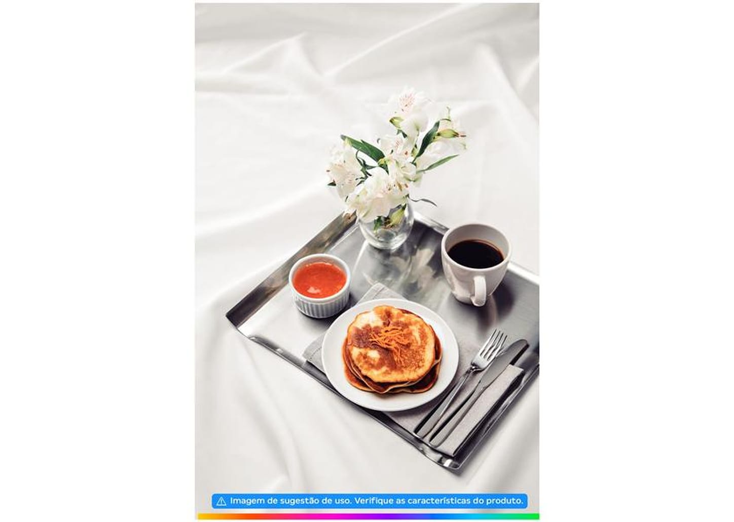 Bandeja Inox para Servir Retangular Tramontina Quadrata 32x28cm