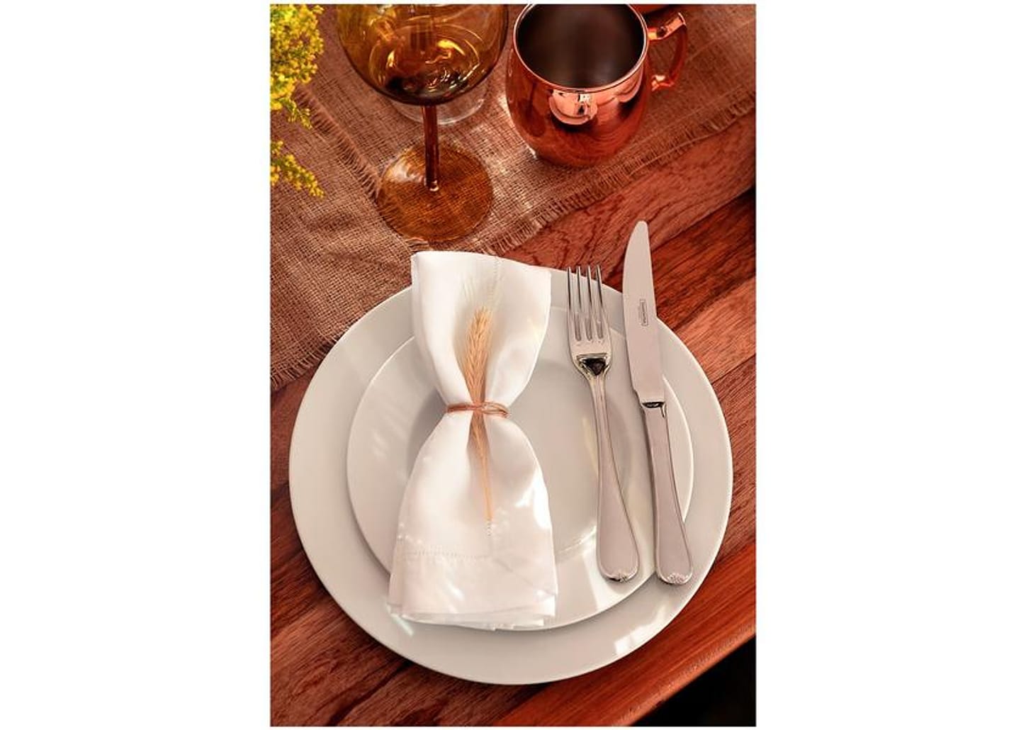 Aparelho de Jantar 20 Peças Tramontina Redondo Porcelana Branco Maria Augusta