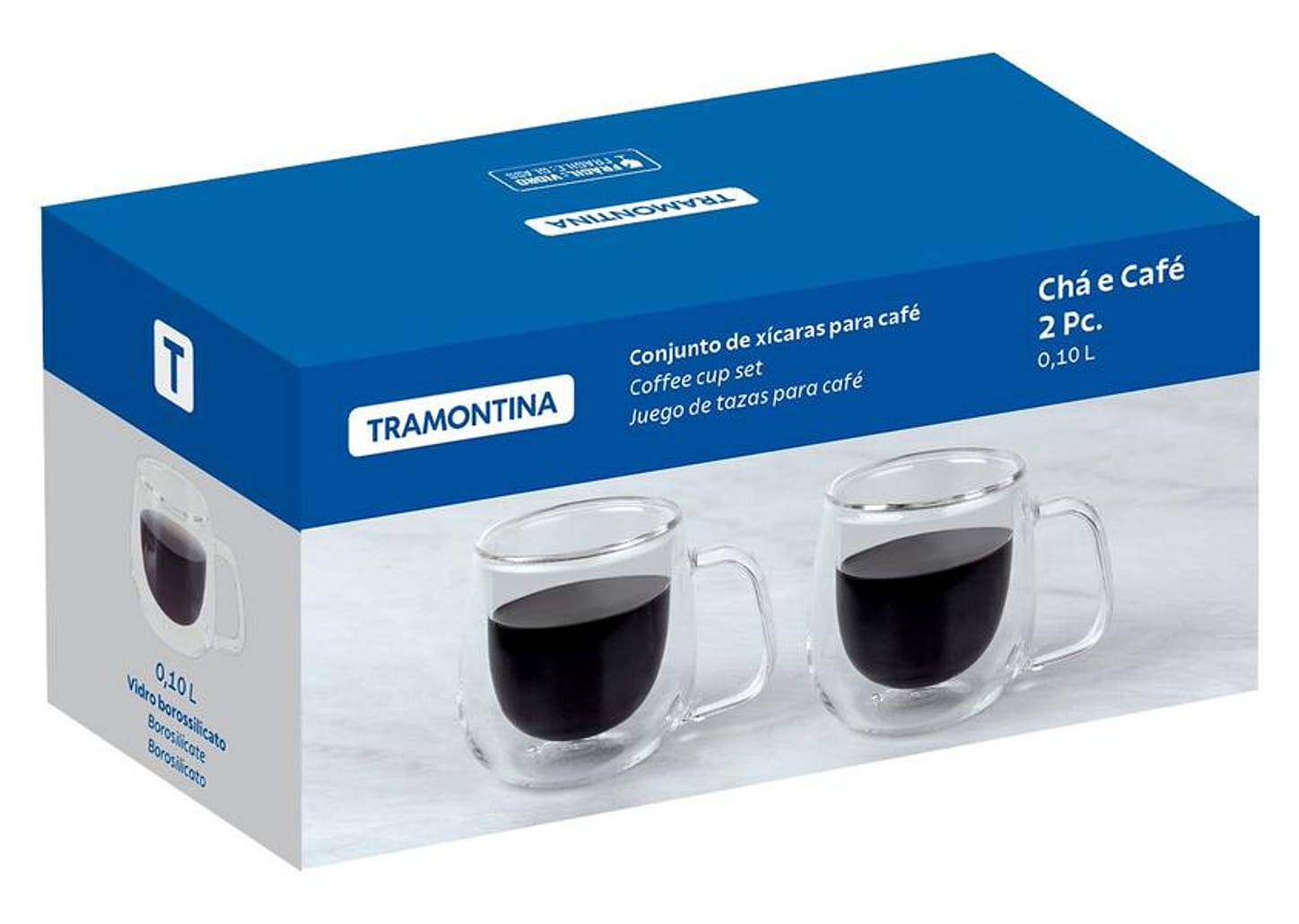 Jogo de Xícaras de Café 100ml Tramontina Vidro Duplo 64760440 2 Peças