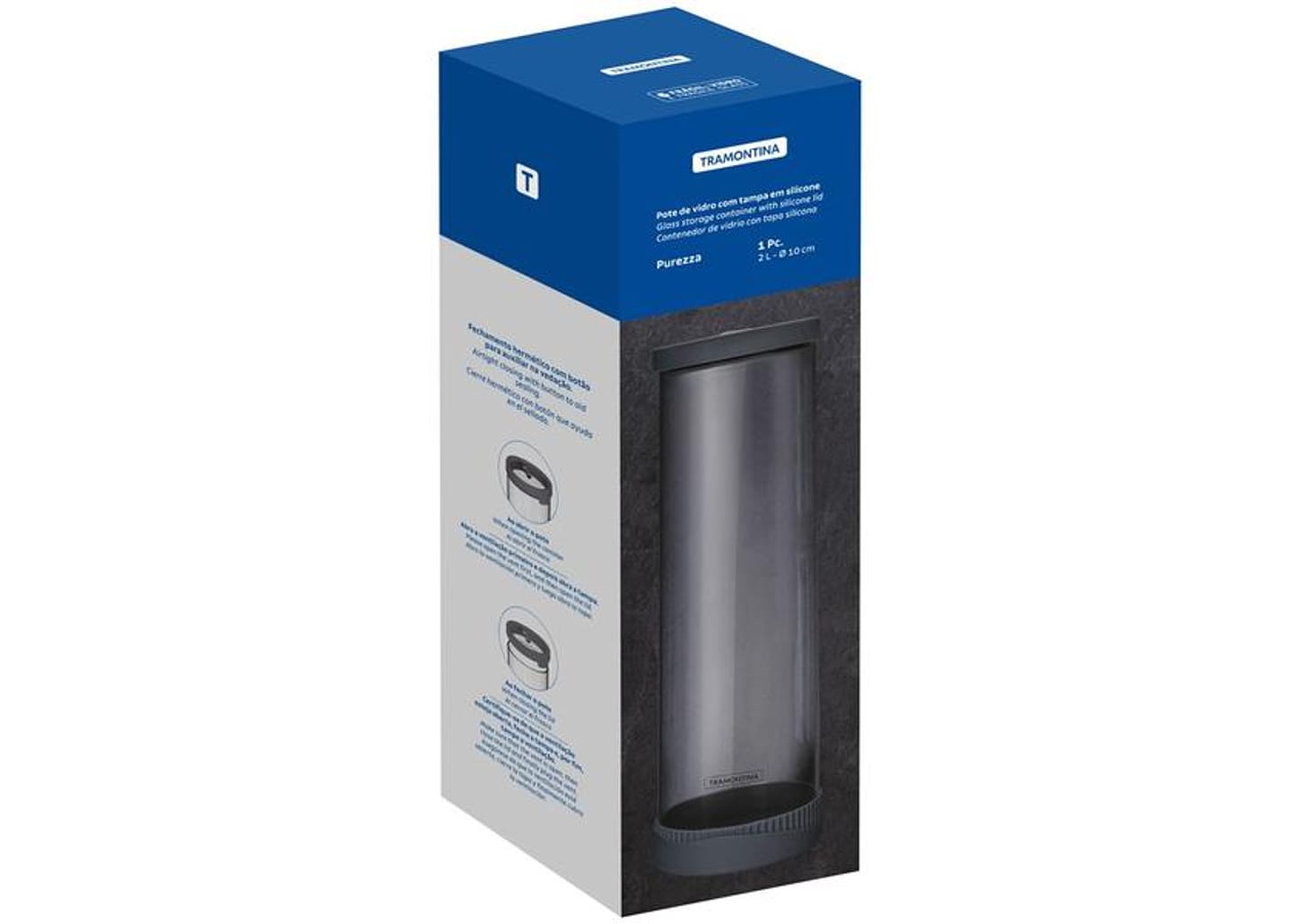 Pote de Vidro Hermético Tramontina com Tampa 2L Purezza