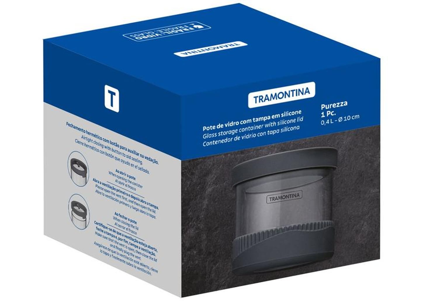 Pote de Vidro Hermético Tramontina com Tampa Redondo 0,4L