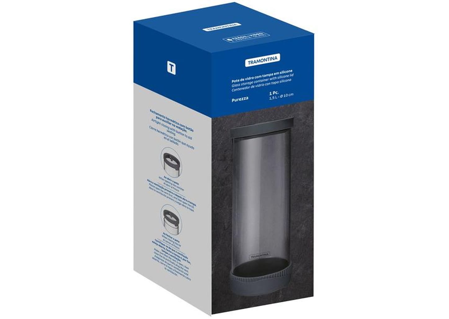 Pote de Vidro Hermético Tramontina com Tampa 1,5L Purezza