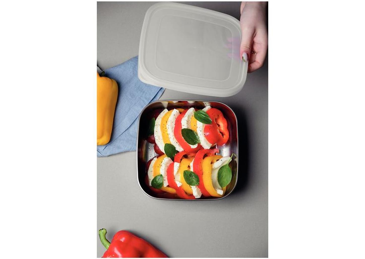 Jogo de Potes de Inox Tramontina com Tampa Quadrado Freezinox 3 Peças