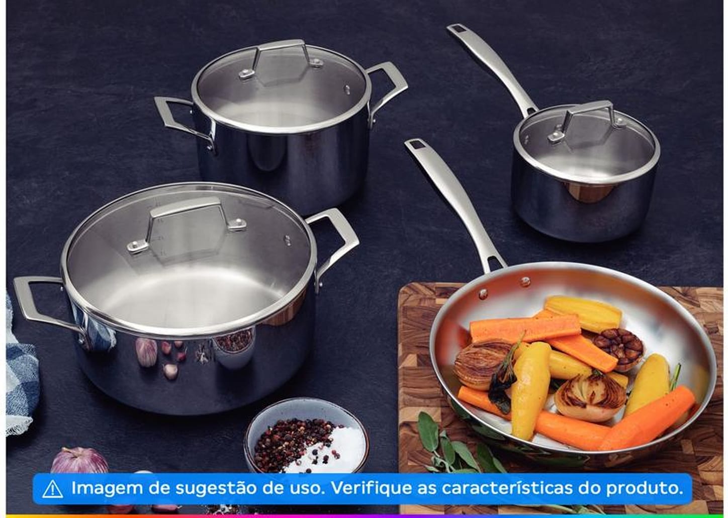 Jogo de Panelas Tramontina Inox Prata 4 Peças Grano