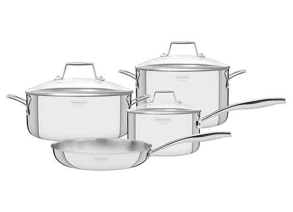 Jogo de Panelas Tramontina Inox Prata 4 Peças Grano