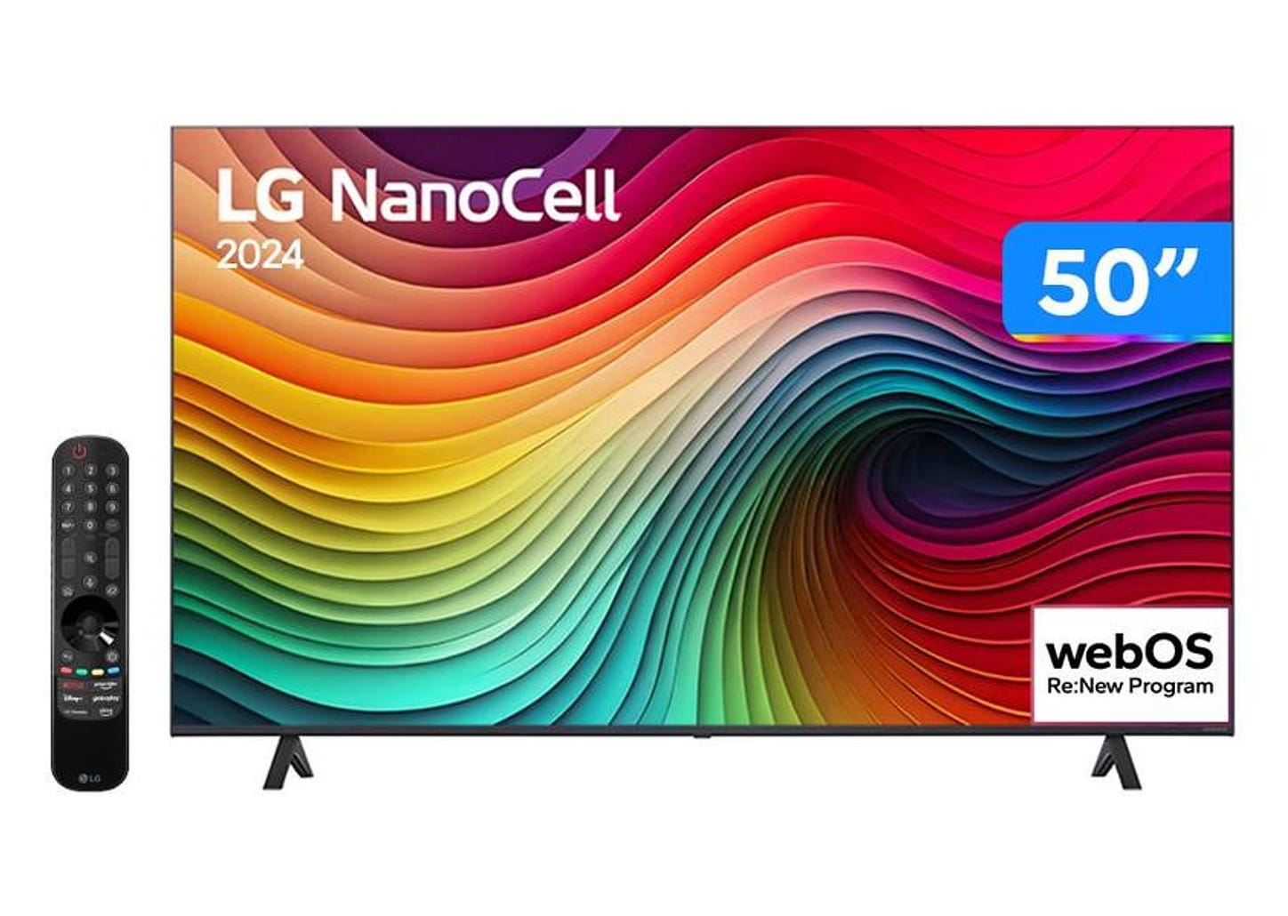 Smart TV 50" 4K UHD LCD LED NanoCell LG NANO80 50NANO80TSA AI Processor Wi-Fi e Bluetooth 3 HDMI 2 USB