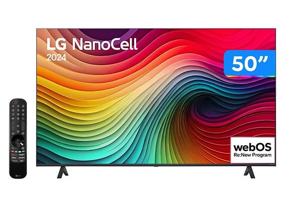 Smart TV 50" 4K UHD LCD LED NanoCell LG NANO80 50NANO80TSA AI Processor Wi-Fi e Bluetooth 3 HDMI 2 USB