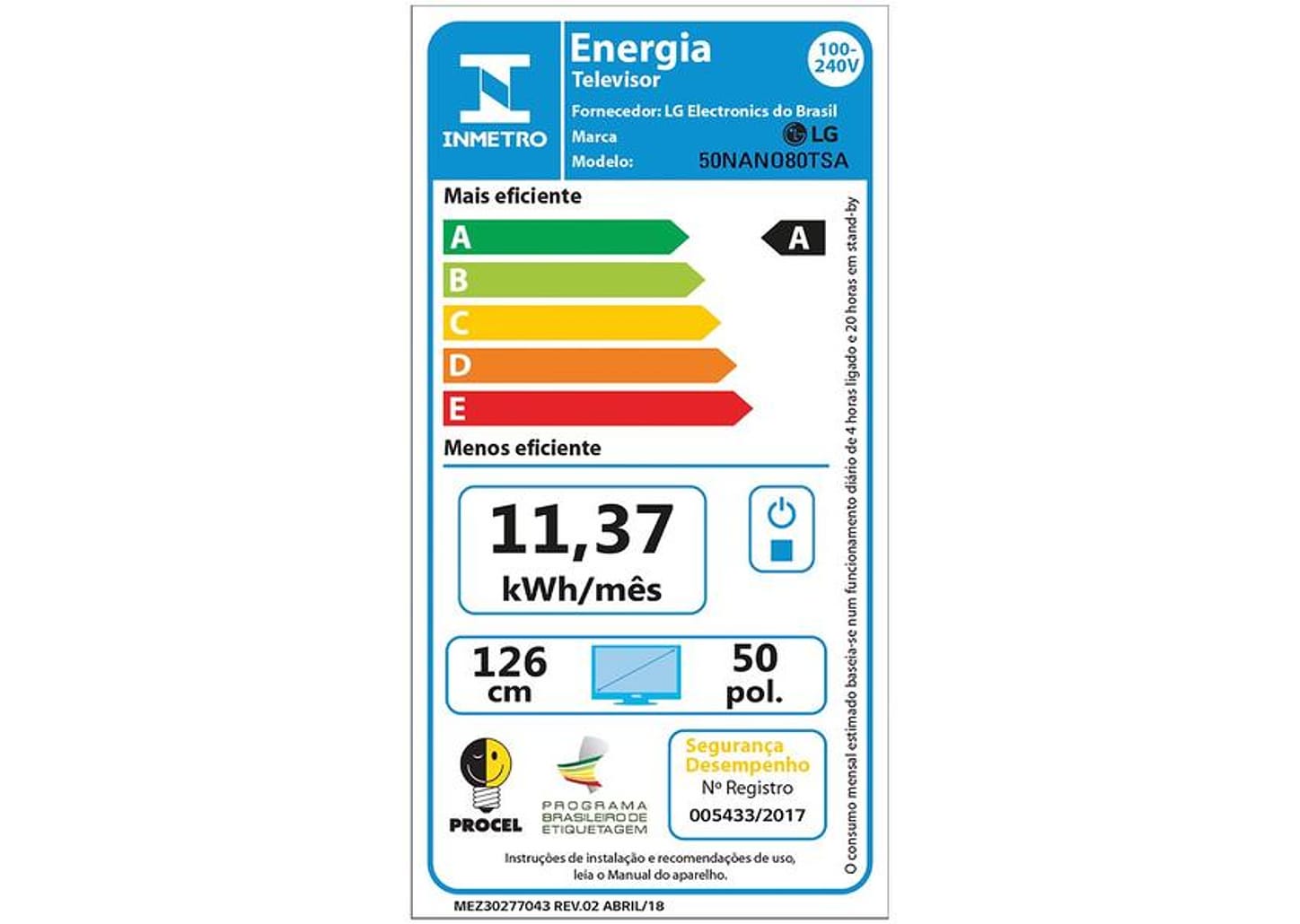 Smart TV 50" 4K UHD LCD LED NanoCell LG NANO80 50NANO80TSA AI Processor Wi-Fi e Bluetooth 3 HDMI 2 USB