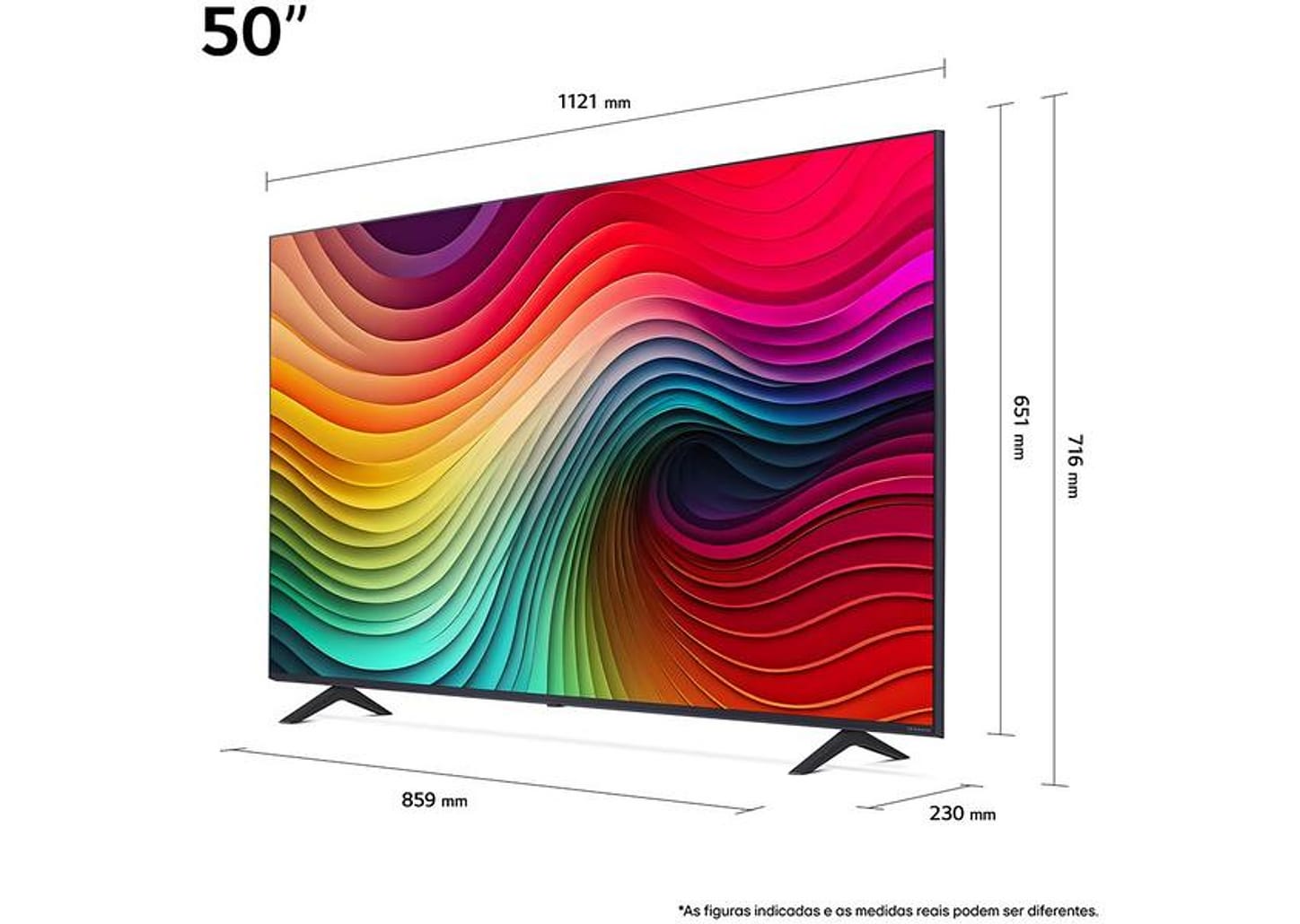 Smart TV 50" 4K UHD LCD LED NanoCell LG NANO80 50NANO80TSA AI Processor Wi-Fi e Bluetooth 3 HDMI 2 USB