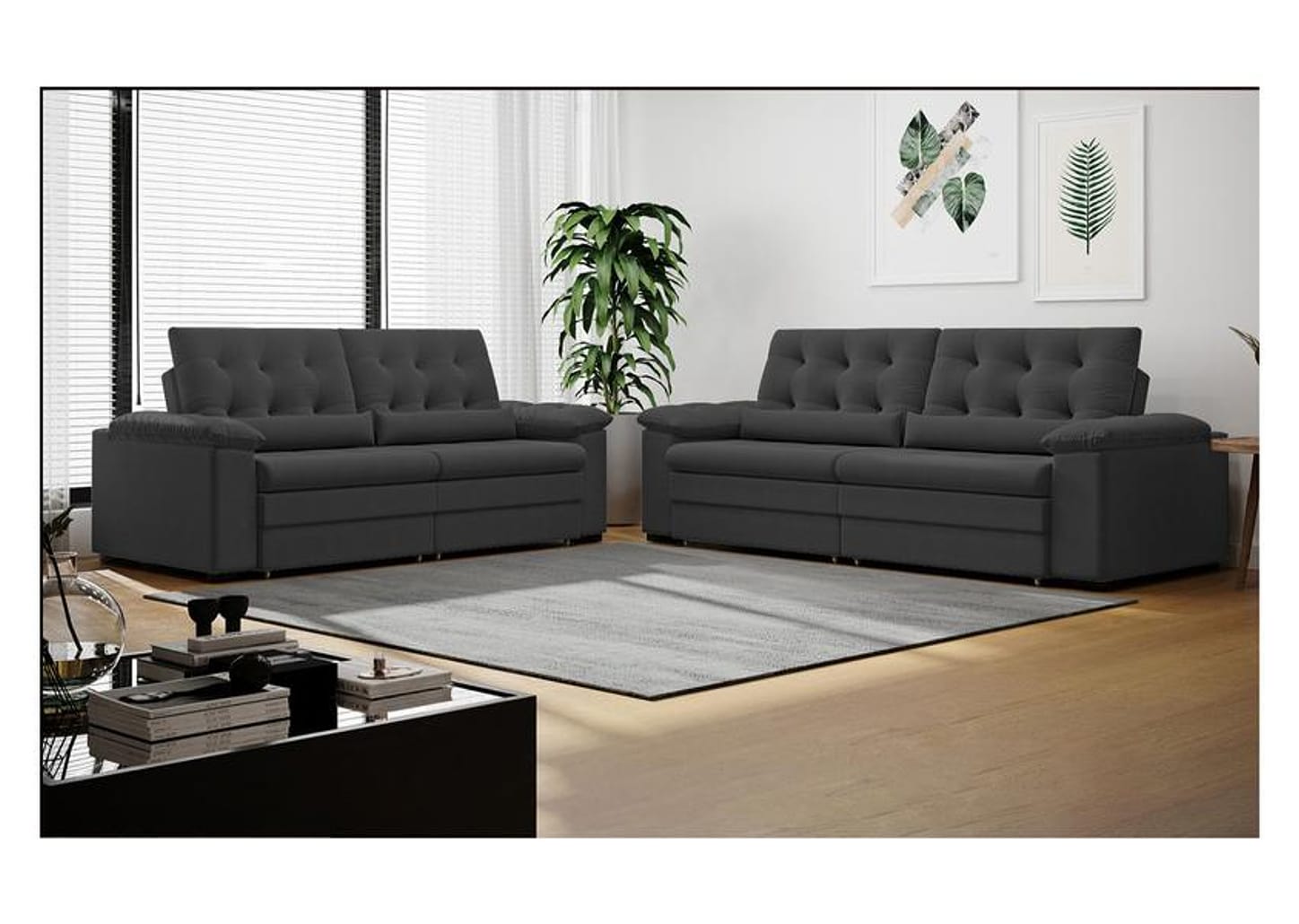 Sofá 2 e 3 Lugares Retrátil Reclinável Suede Phormatta Colômbia SMP