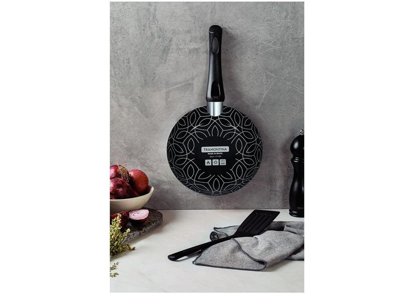 Frigideira Antiaderente Tramontina de Alumínio Paris Preta e Branco 24cm