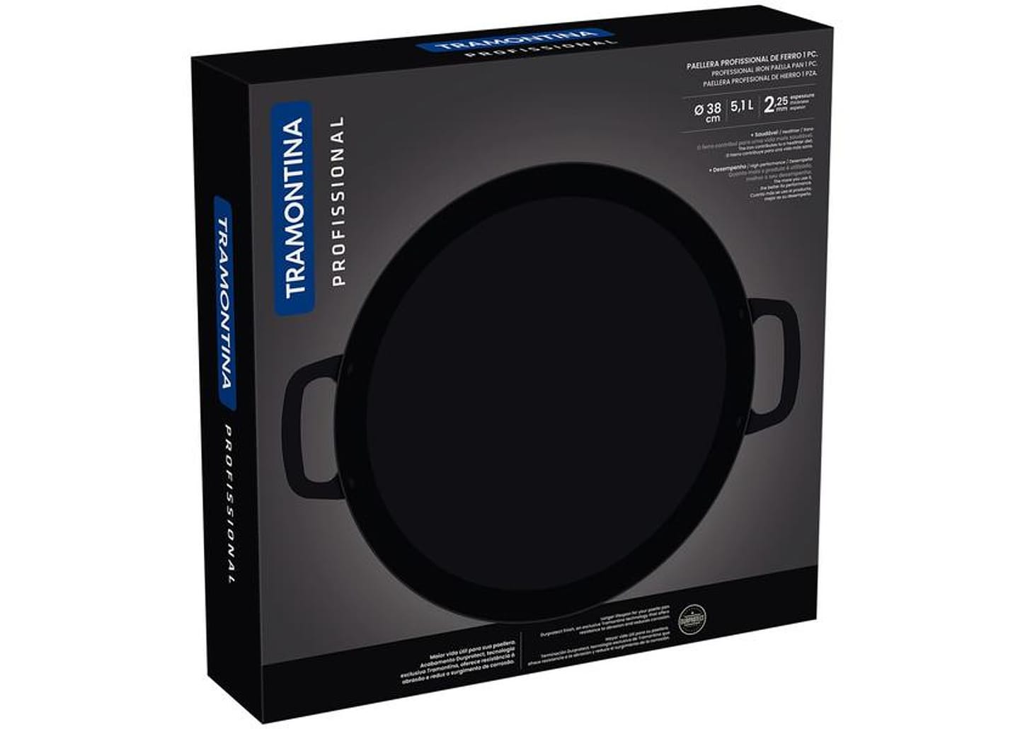 Paellera Tramontina de Ferro 38cm 5,1L Professional Preta