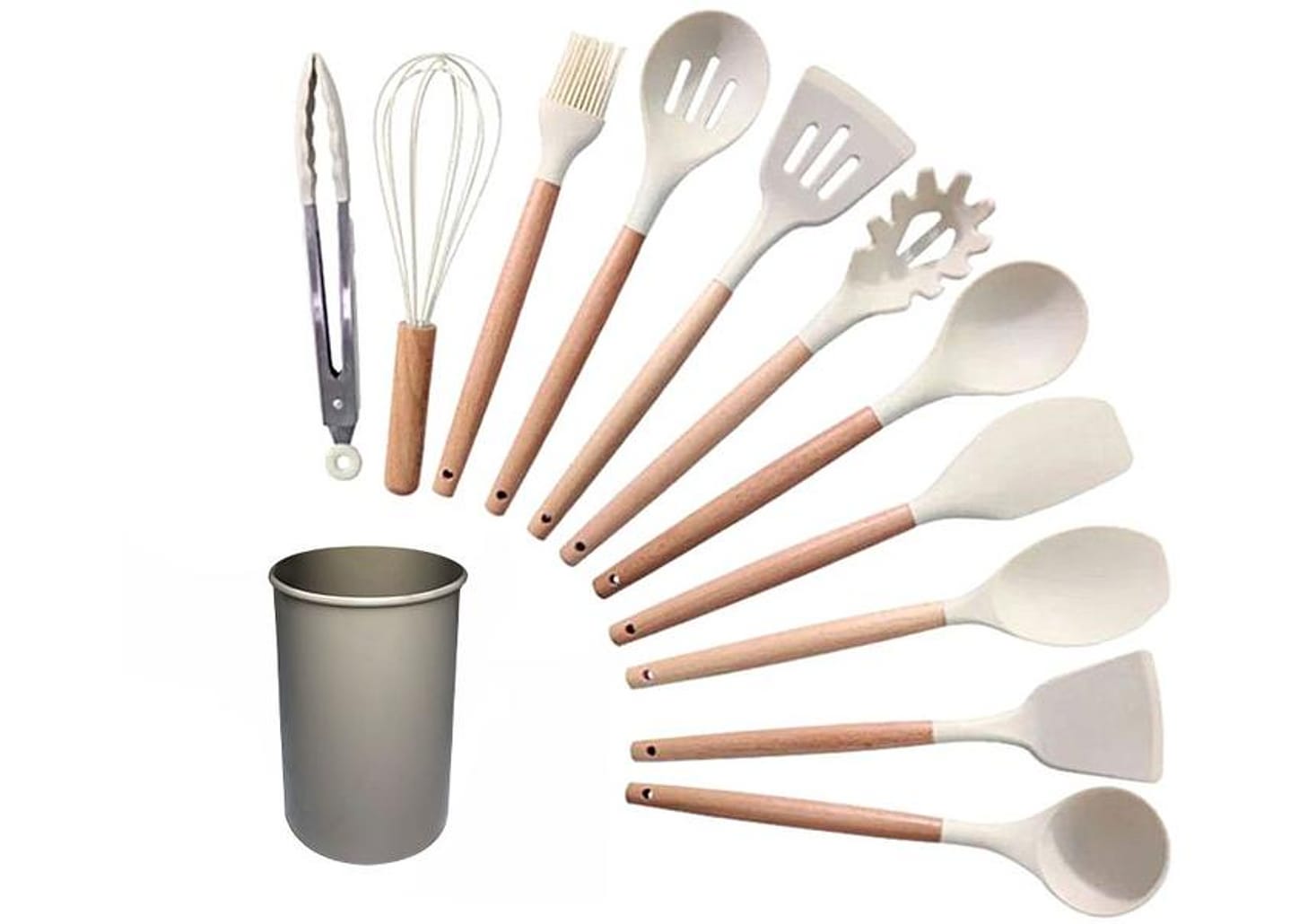 Conjunto de Utensílios de Silicone e Madeira Brinox Top Pratic Cousine 12 Peças