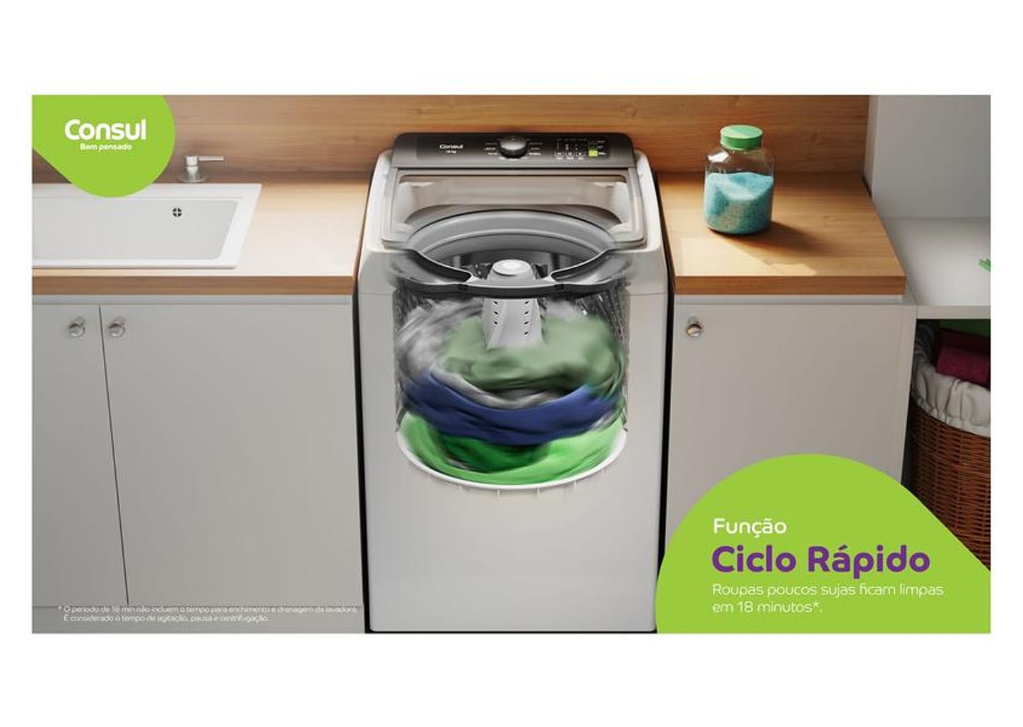 Lavadora de Roupas Consul 15kg Cesto Inox 12 Programas de Lavagem CWN15AB