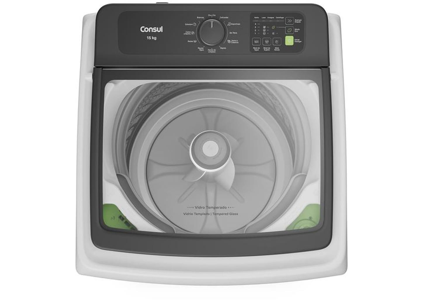 Lavadora de Roupas Consul 15kg Cesto Inox 12 Programas de Lavagem CWN15AB