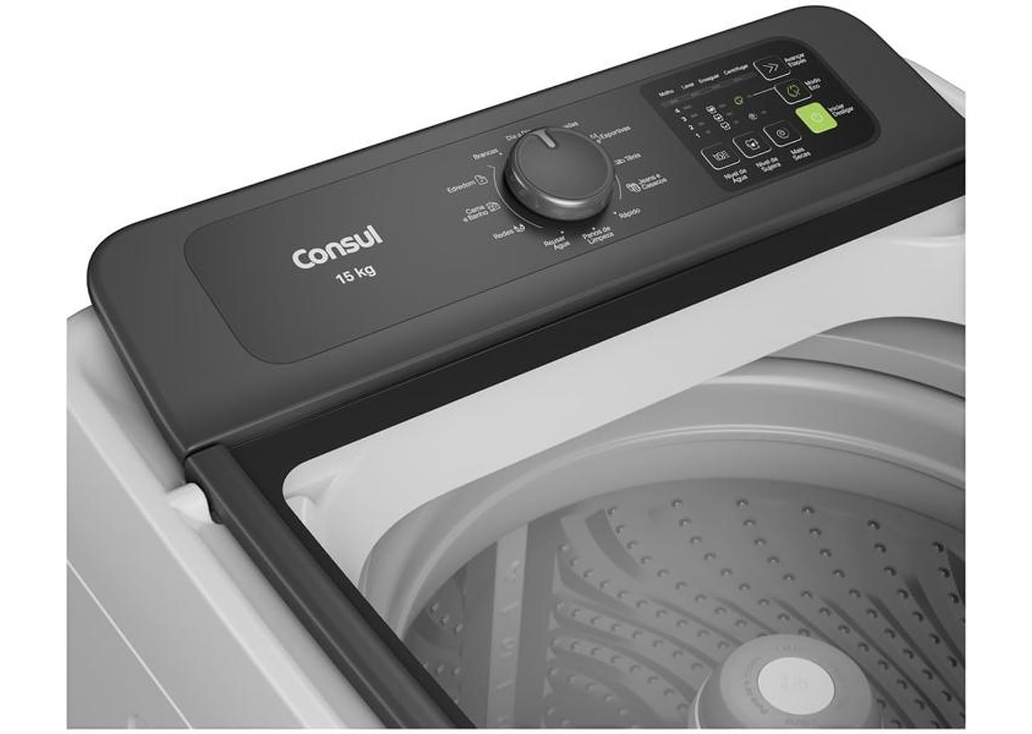 Lavadora de Roupas Consul 15kg Cesto Inox 12 Programas de Lavagem CWN15AB
