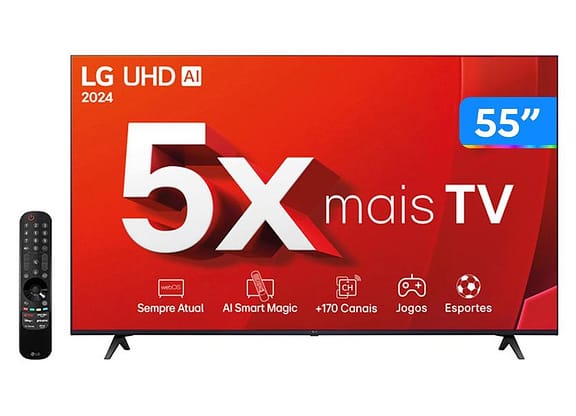 Smart TV 55" 4K UHD LCD LG 55UT8050PSA AI Processor Wi-Fi e Bluetooth 3 HDMI 2 USB