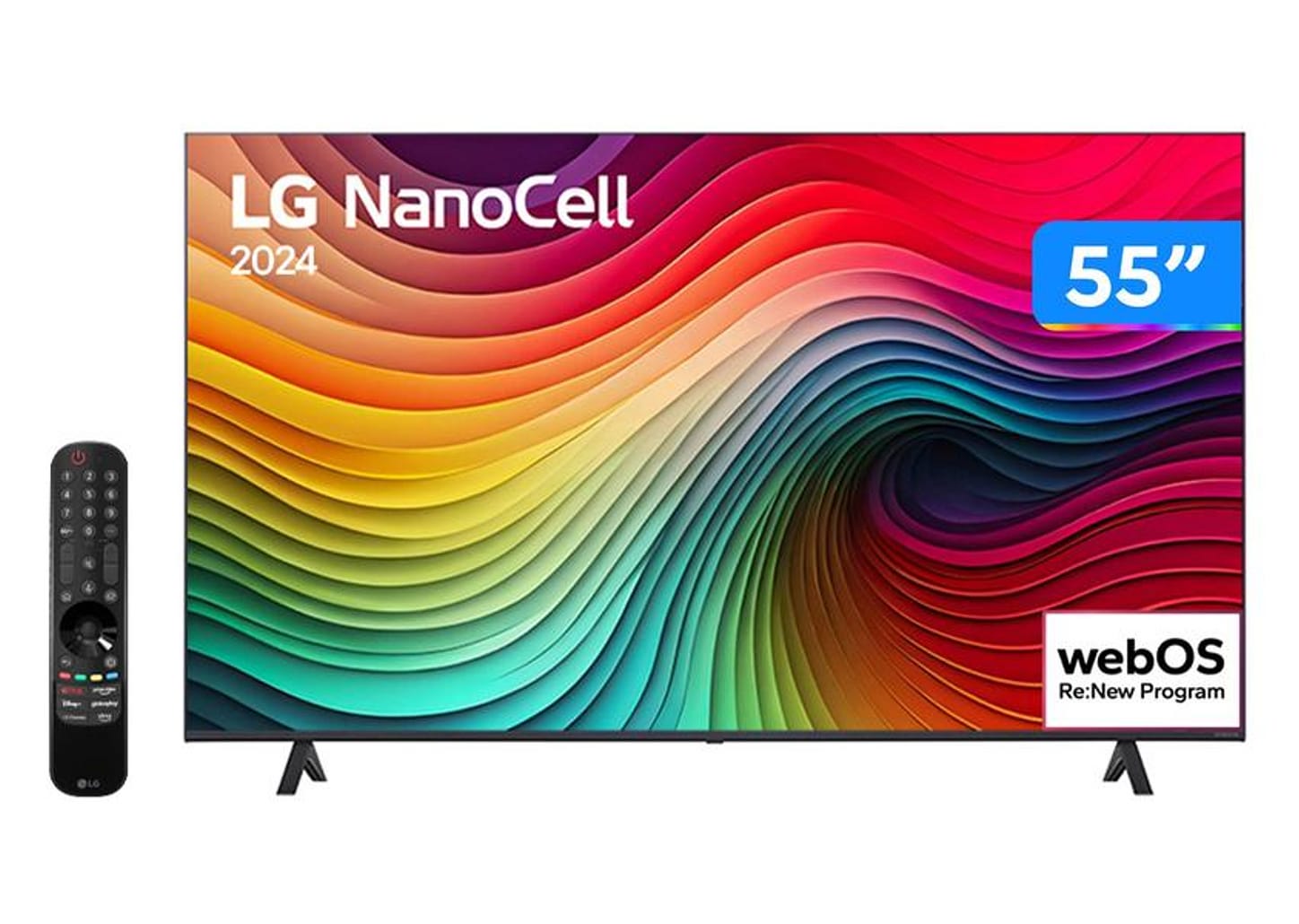 Smart TV 55" 4K UHD LCD LED NanoCel LG 55NANO80TSA AI Processor Wi-Fi e Bluetooth 3 HDMI 2 USB