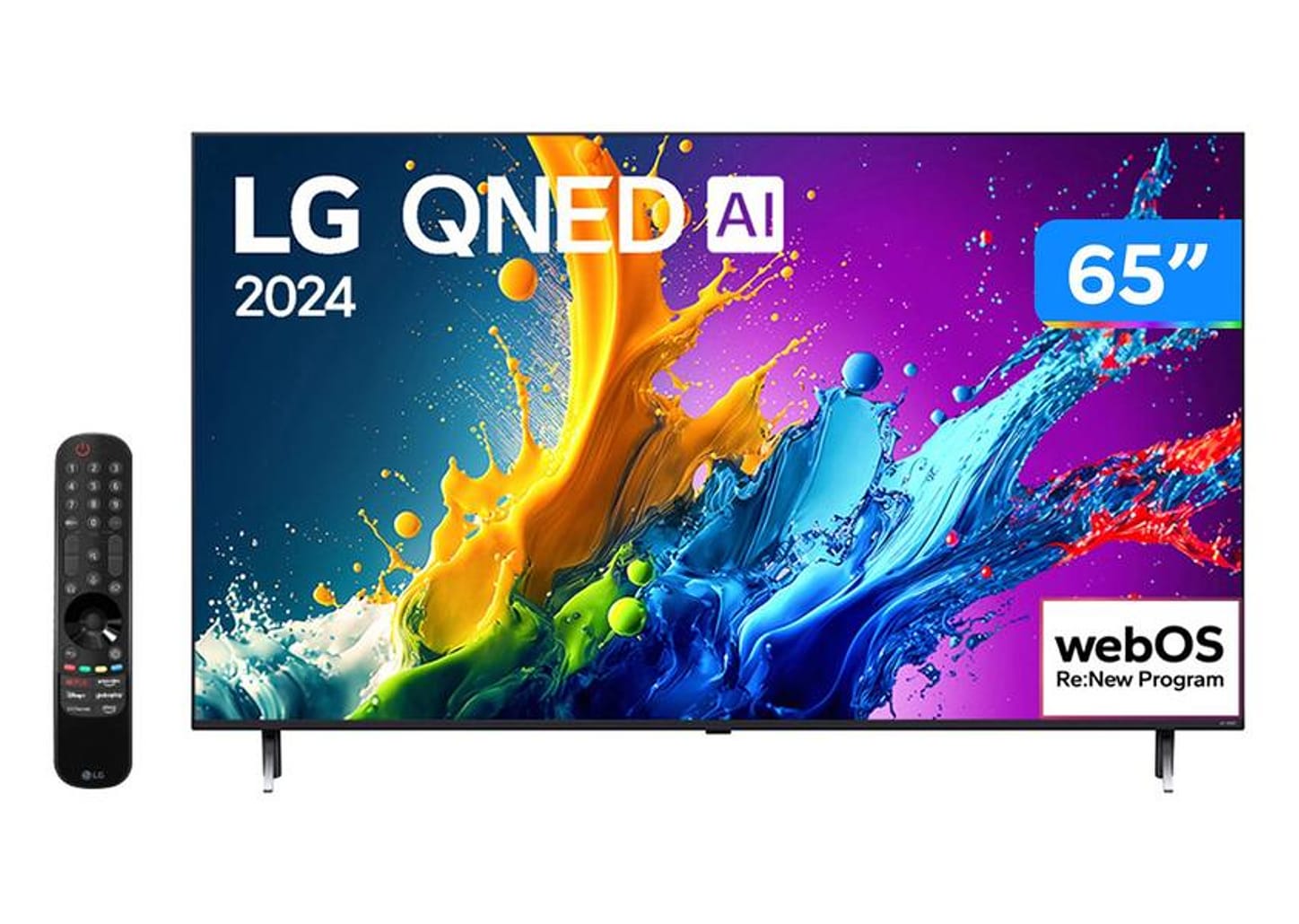 Smart TV 65" 4K UHD QNED LG Quantum Dot NanoCell 65QNED80TSA AI Processor Wi-Fi e Bluetooth 3 HDMI 2 USB
