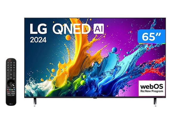 Smart TV 65" 4K UHD QNED LG Quantum Dot NanoCell 65QNED80TSA AI Processor Wi-Fi e Bluetooth 3 HDMI 2 USB